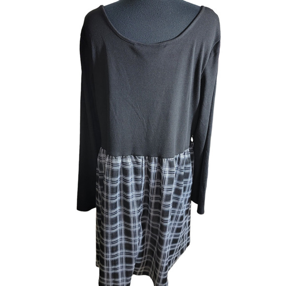 Mia Rose plus check contrast smock dress long sleeve sz 3X - Picture 4 of 8